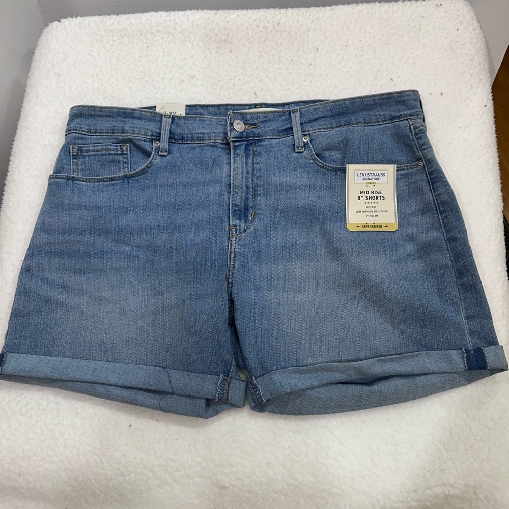 Levi's Light Blue Rolled Hem Jean Shorts